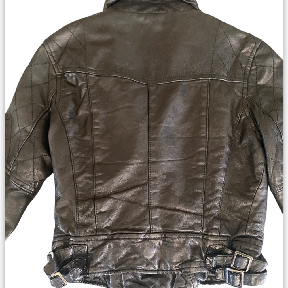 All Saints Worley Cropped 3/4 Sleeve Moto Leather Jacket - Picture 11 of 16